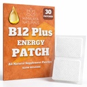 B12 Plus Energy Patches - Methylcobalamin B12-30-Day alimentazione per il potenziamento dell'energia, Stamina potenziata & Quick Recovery - B12 per la vitalità quotidiana