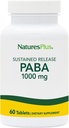 Natures Plus PABA, rilascio prolungato (acido para-amminobenzoico) - 1000 mg, 60 compresse vegetariane - Integratore di supporto per la salute della pelle, promuove la produzione di energia - senza glutine - 60 porzioni