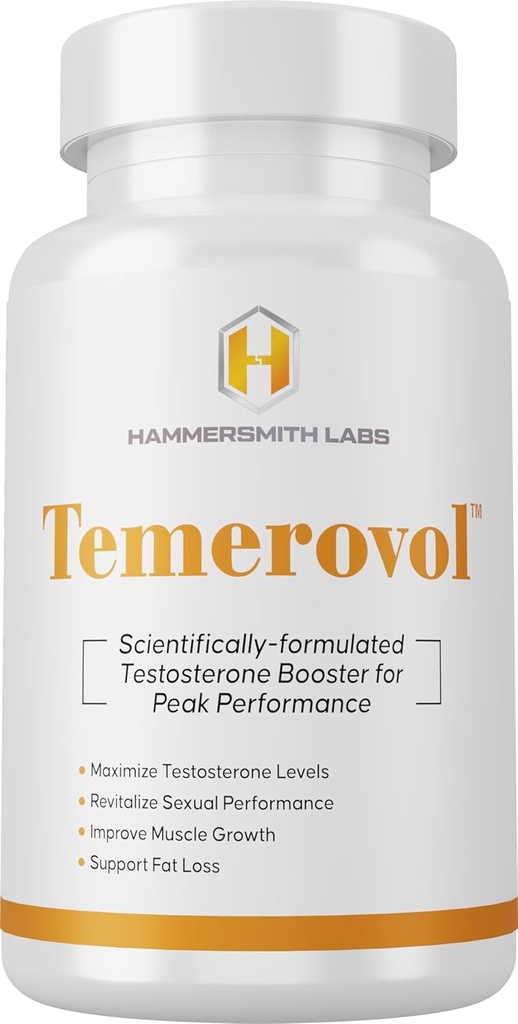 Temerovol - Supplemento maschile - Migliora l'energia, la forza & Libido - Costruttore magra del muscolo, 60 capsule - 1 bottiglia