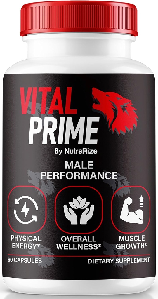 NutraRize Official Vital Prime Capsule per Uomo, Supporta Confidenza e Prestazioni, Tutti Natural Male Formula per Salute e Benessere, VitalPrime Complex (60 capsule)