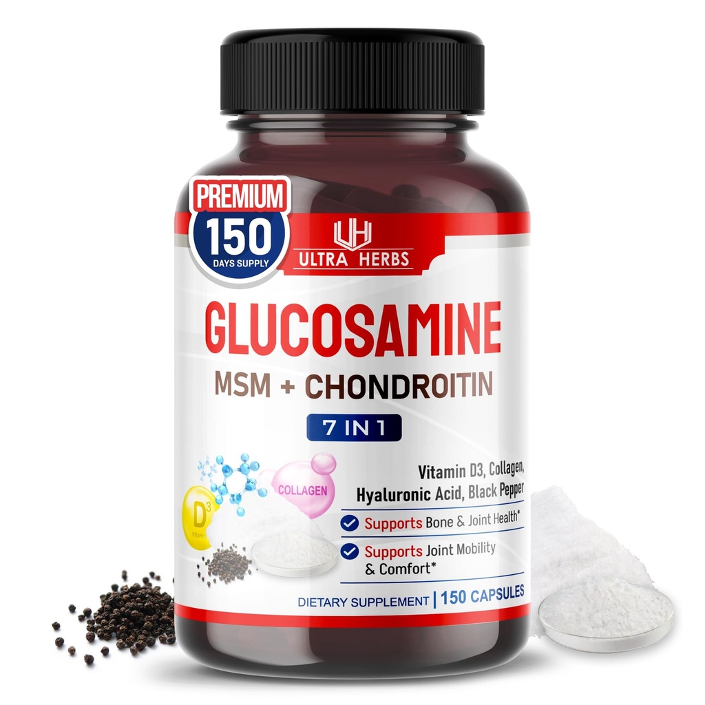 Glucosamina Condroitina MSM - Integratore di Supporto per Mobilità Congiunto Migliorato con Collageno, Acido Ialuronico, Vitamina D3 | 150 Capsule