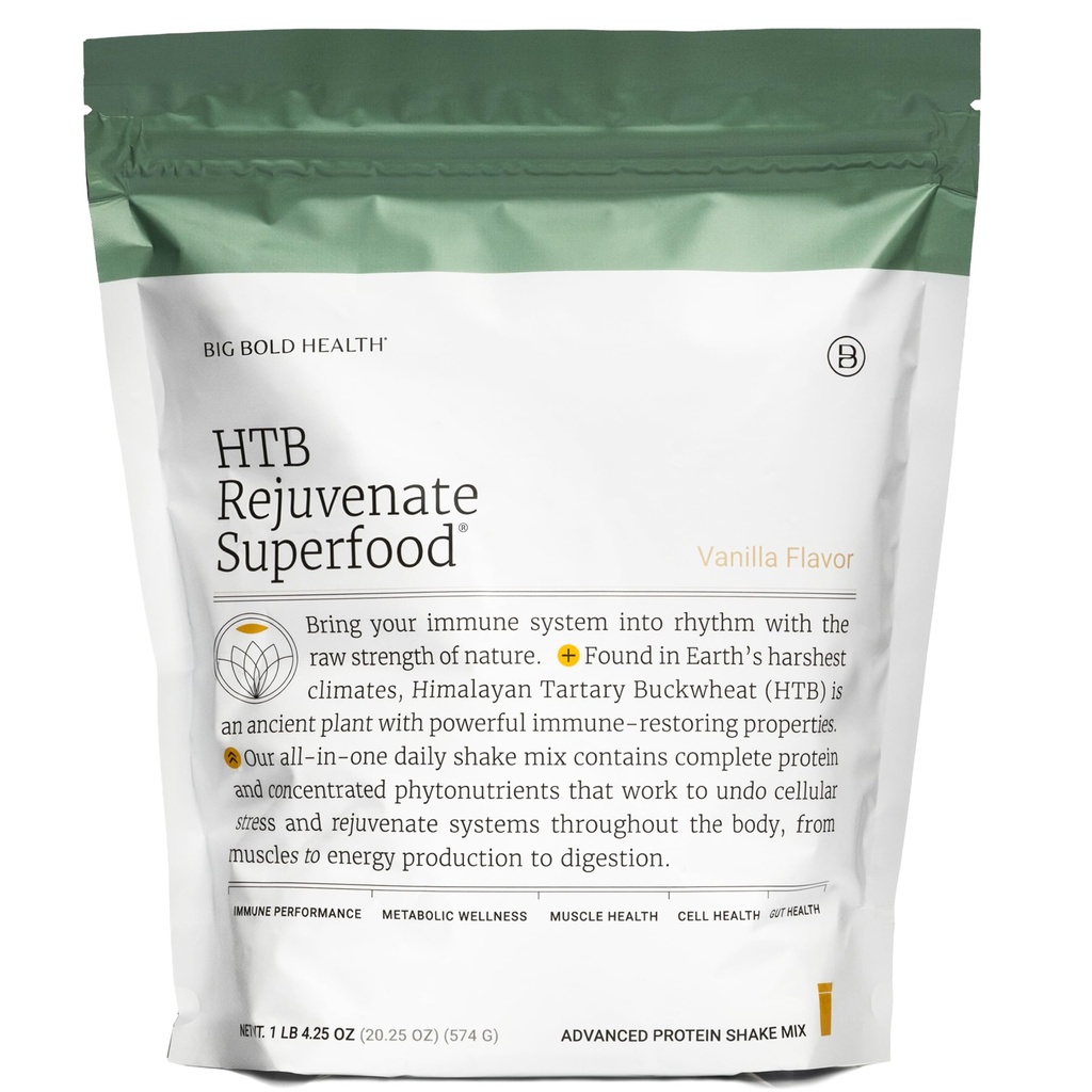 BIG BOLD HEALTH HTB ringiovanito Superfood pianta-based Protein Powder ⏐ Tartary Himalayan Buckwheat with Polyphenols & 17g Protein ⏐ Gut Support & Immune Balance (Vanilla Flavor)