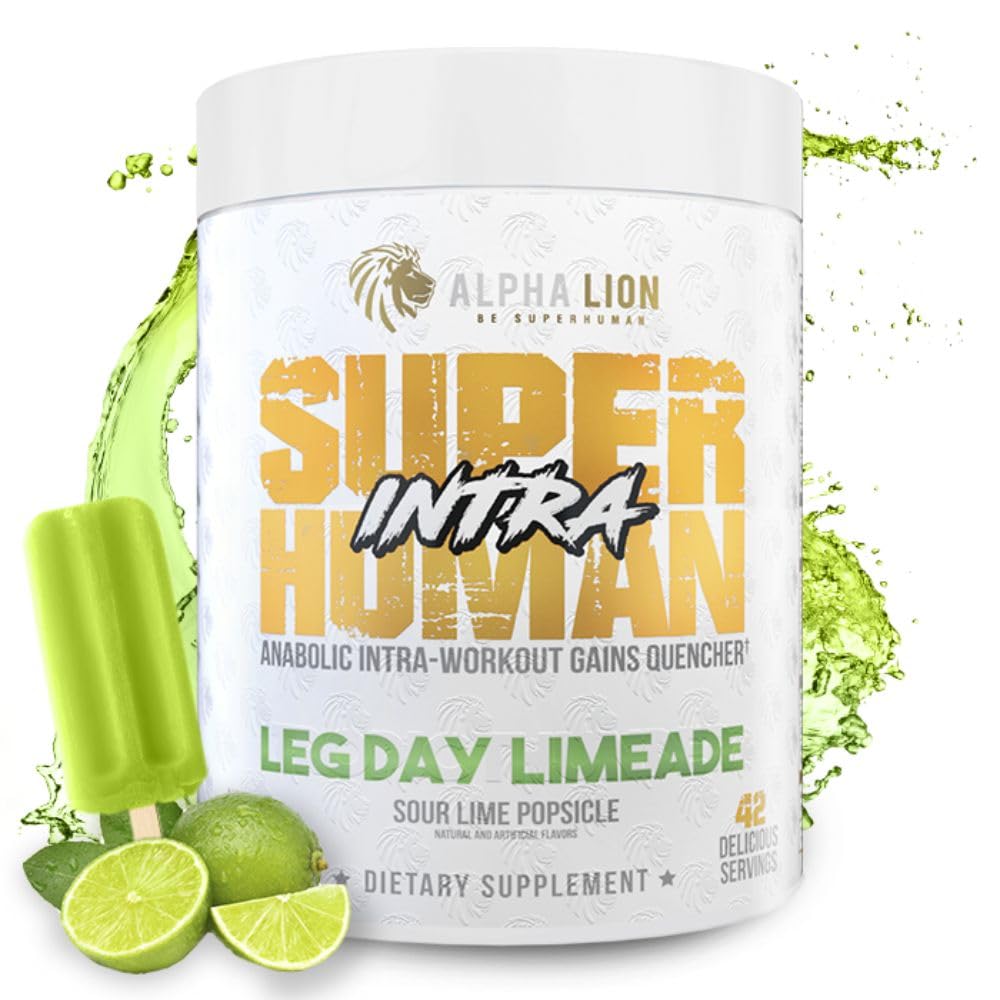 ALPHA LION Superhuman Intra polvere di allenamento per gli uomini e le donne, aminoacidi bere, supplemento di recupero del muscolo, BCAA polvere, elettroliti e miscela di idratazione (42 Serve, Lime Flavor)
