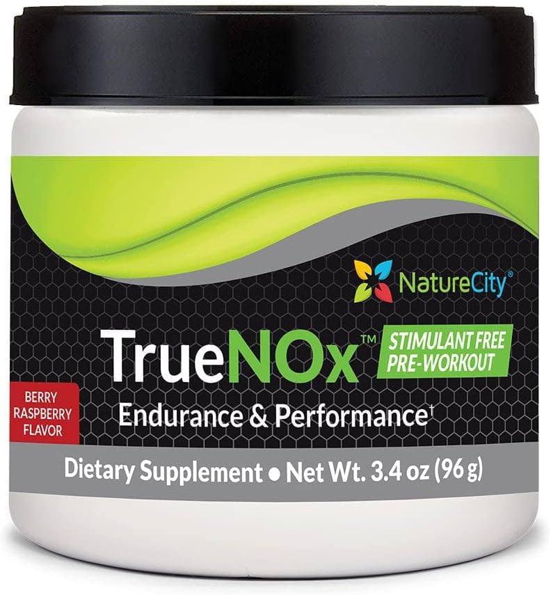 NatureCity True-NOx Nitric Oxide Integratori per Uomini e Donne - Pre-Workout Booster Powder ft. Nitrosogine L-Arginina, Peak ATP, & Beetroot Juice Nitric Oxide Powder - Gluten Free, Keto, Non GMO