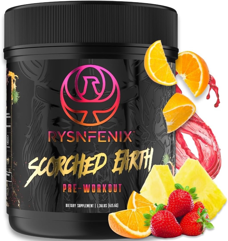 Polvere di pre-allenamento della terra bruciata - energia e messa a fuoco con la caffeina dual-source, Nootropics | Pompe da Citrullina, Beta Alanina, Nitrosigine®, GlycerPumpTM (Punto tropicale)