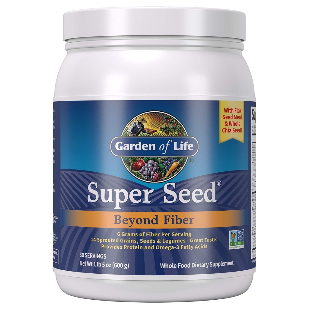 Giardino della vita Super Seed - Integratore di fibre alimentari vegetariano con Proteine e Omega 3, 5oz (600g) Polvere