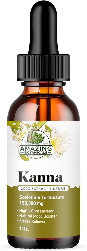 Incredibile Botanicals Sceletium Tortuosum Kanna estratto Tincture 200x Menstrum – Supplemento liquido – 30ml (1oz)