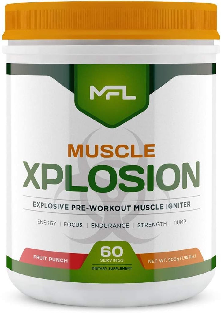 MFL Muscle Xplosion | Pre-Workout | 0 Zucchero | Dolci con Stevia | All-Natural | 60 Servings (Fruit Punch)