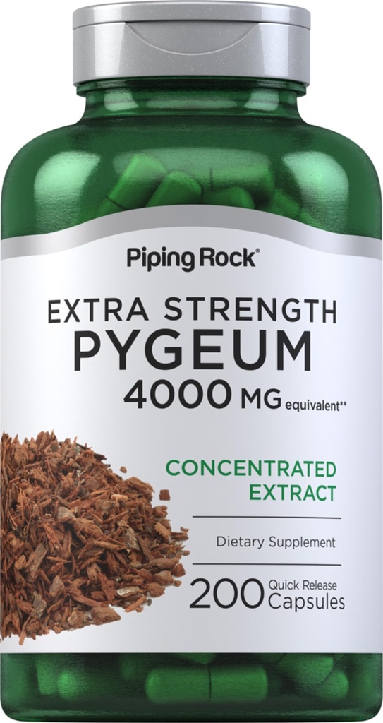 Piping Rock Pygeum Supplemento 4000 mg | 200 capsule | per uomini e donne | Pigeum Africanum Bark Extract | Extra Strength | Non-GMO, Gluten Free