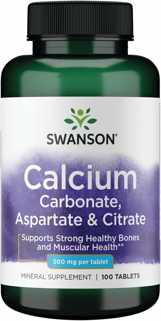 Swanson Calcium (Carbonate Aspartate & Citrate) 500 Milligrammi 100 Tabs