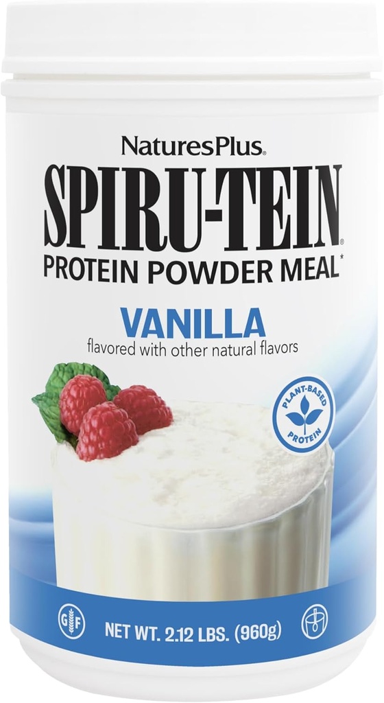 NaturesPlus SPIRU-TEIN, Vanilla - 2.12 lbs, Confezione da 3 - Polvere proteica Spirulina - Vitamine & Minerali per Energia - Vegetariano, Gluten Free - 96 Total Servings