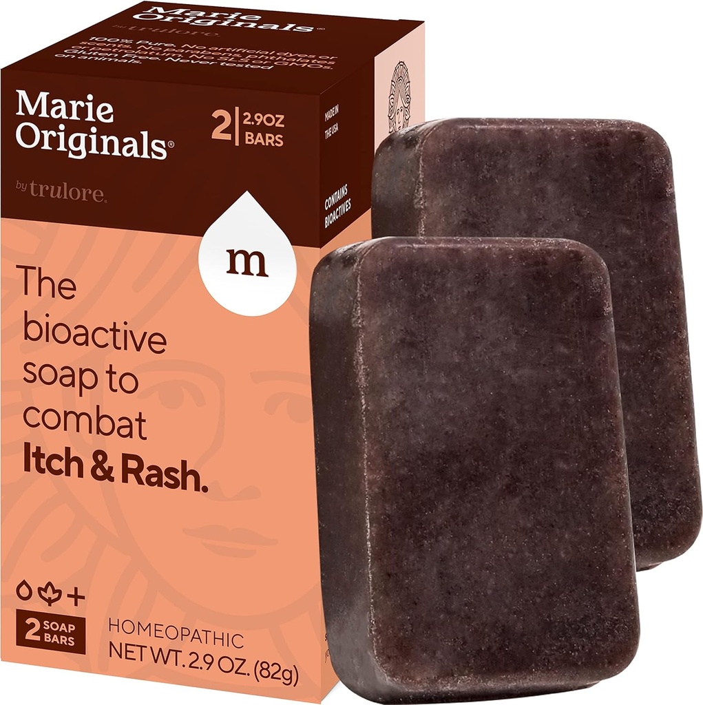 Marie Originals Itch Relief Soap Body Wash Bar - Tutti Natural Instant Relief da Insect Bites, Pollo Pox, Chiggers and Other Skin Irritations cioè. Anti- Itch sapone calmante (2 Confezione)