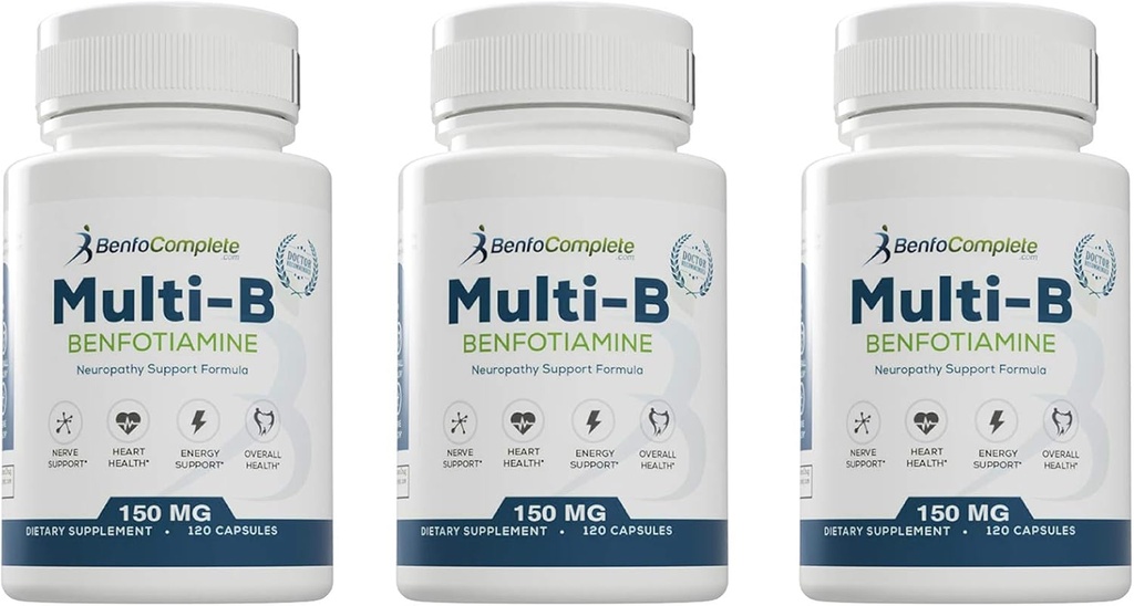 Benfotiamine Multi-B Neuropathy Support Formula 150mg 120 capsule Gelatin per bottiglia - Confezione da 3 bottiglie