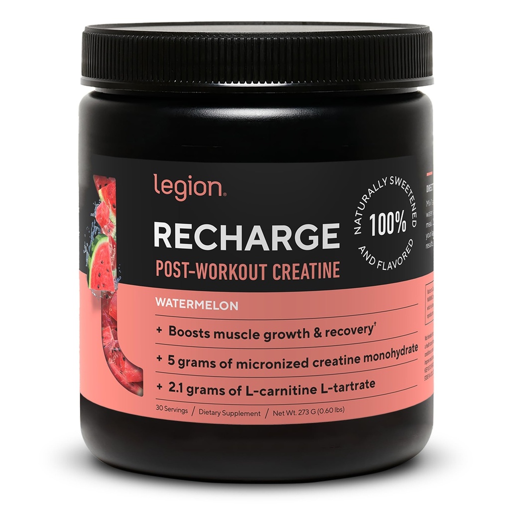 LEGION ricarica post allenamento supplemento - tutto naturale muscolo Builder & recupero bevanda con micronized creatina monoidrato. Addolcito e aromatizzato, sicuro e sano (Watermelon, 30 Serve)