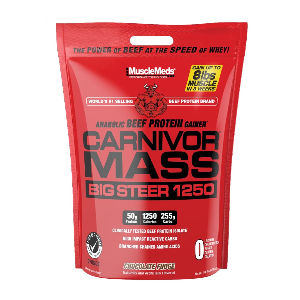 MuscleMeds Carnivor Massa Cioccolato Grande Steer 1250, 15 Lb (Packaging May Vary)