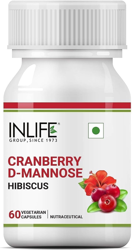 Generico Cranberry 400mg D-Mannose 400mg & Hibiscus 200mg Estratto di Urinary Tract UTI Health Supplement Men Women - 60 Capsule Vegetariani (Pack of 1)