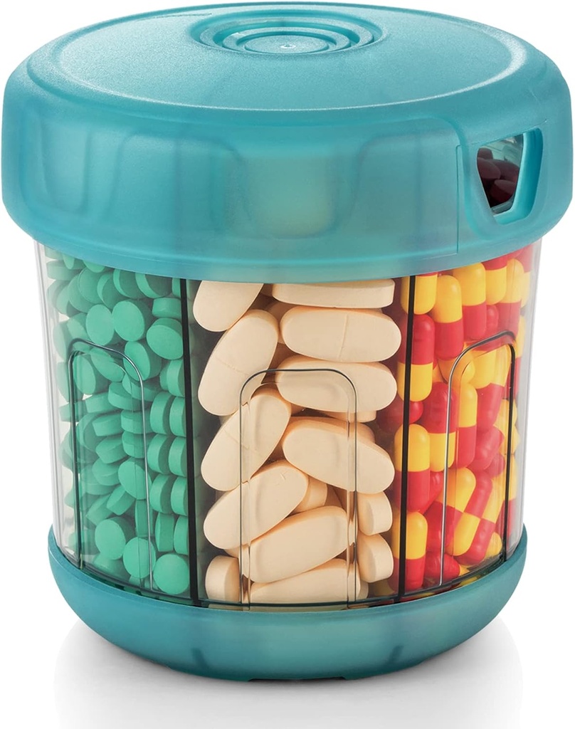 Extra Large Supplement Organizer con XL 7 grandi scomparti, TPU Soft Lid Facile da caricare e da usare Dispenser Pillola, 1 mese Jumbo Vitamin Holder Medicine Storage