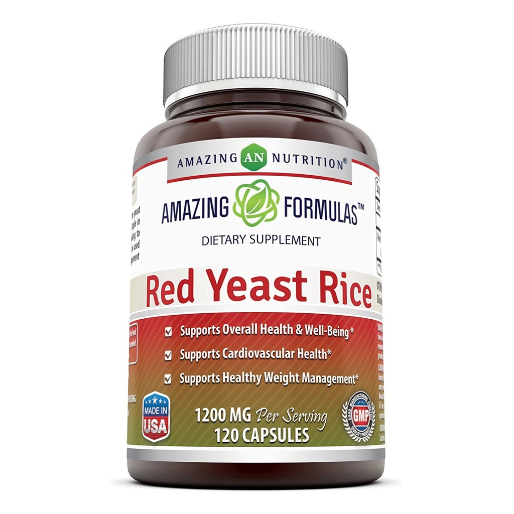 Incredibile formula rosso lievito di riso 1200mg per il consumo capsule supplemento | Non-OGM | Gluten Free | Made in USA (1 confezione, 120 conte)
