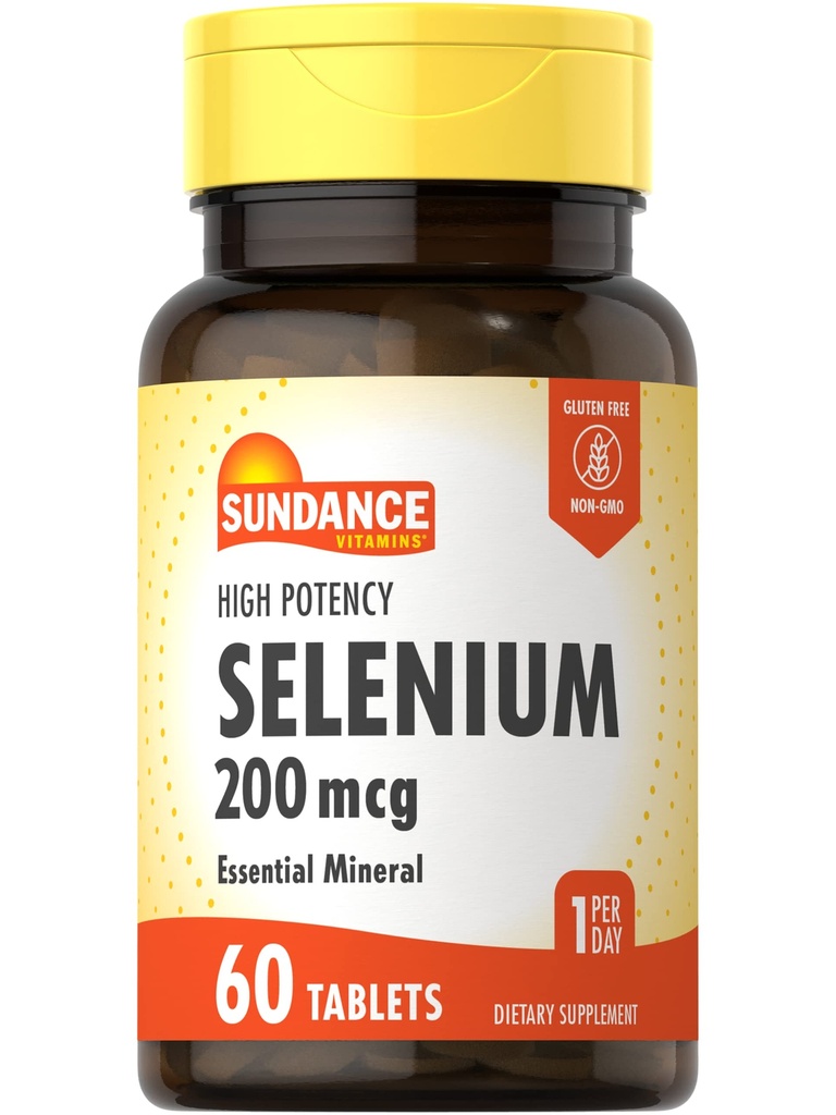 Sundance Selenium 200mcg | 60 compresse | High Potency Formula | Vegetariano, Non OGM e Gluten Free Essential Mineral Supplement