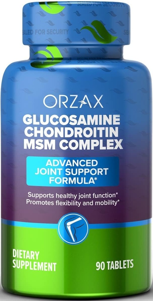 ORZAX All-in-one Joint Support Supplement con Glucosamine Chondroitin MSM - Turmerico, Collage, Bromelain & Boswellia Extract Capsule, Funzione & Comfort - 90 compresse