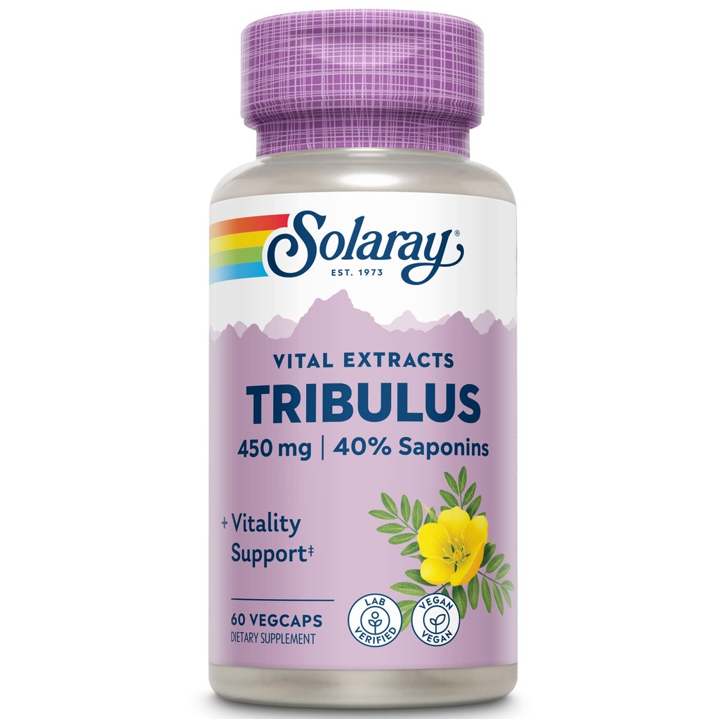 SOLARAY Garantito Potency Tribulus Fruit Extract, Veg Cap (Btl-Plastic) 450mg | 60ct