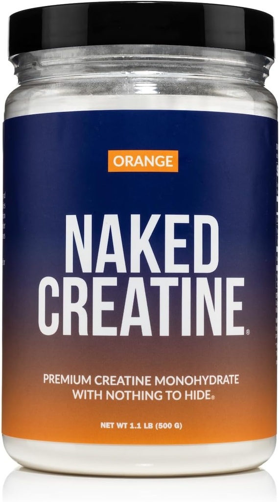 NAKED Pure Micronized Orange Creatine Monoidrato - 36 Serve - 500 Grammi, 1.1Lb Bulk, Vegan, Non OGM, Gluten Free, Soy Free.
