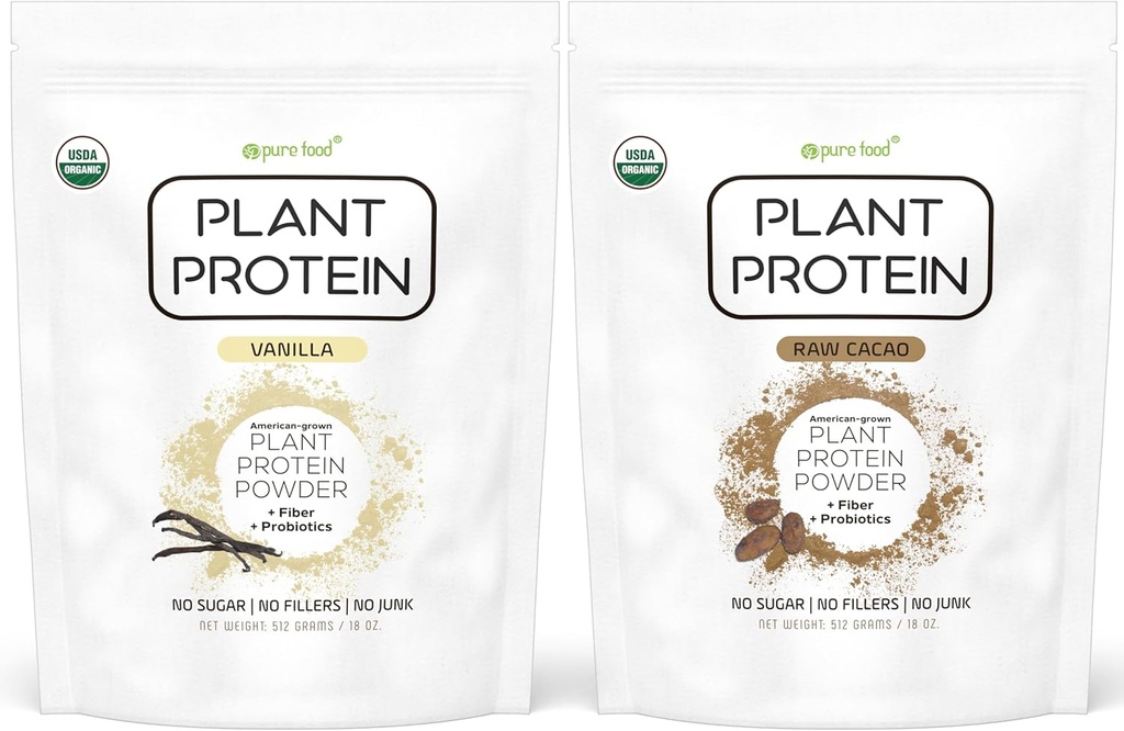 Cibo puro: Polvere proteica a base vegetale con probiotici | Organico, pulito, tutto naturale, vegano, vegetariano, intero Superfood integratore alimentare con nessun Additivo | Keto (Vanilla + Cioccolato)