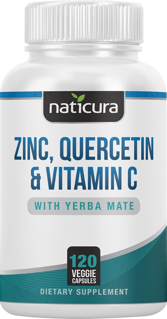 Zinco Quercetina con Vitamina C e Yerba Mate - 4-in-1 Integratore di Supporto Immune Nutritivo - 120 capsule vegetali - Made in Italy