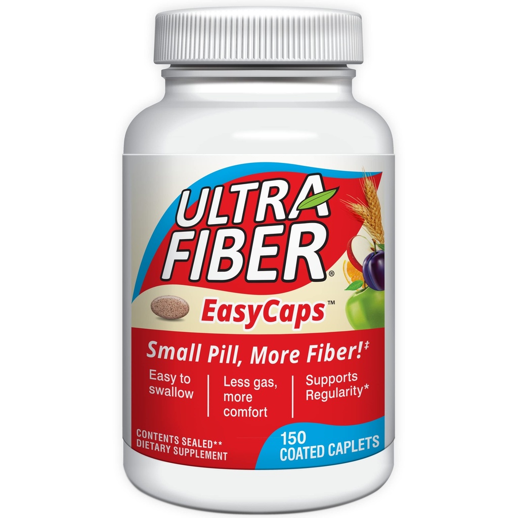 Capelli ultra-fibra – Supplemento ad alto volume per regolarità – 48% più fibra per caplet – Miscela di fibra solubile e insolubile – Capelli rivestiti Easy-to-Swallow – 150ct