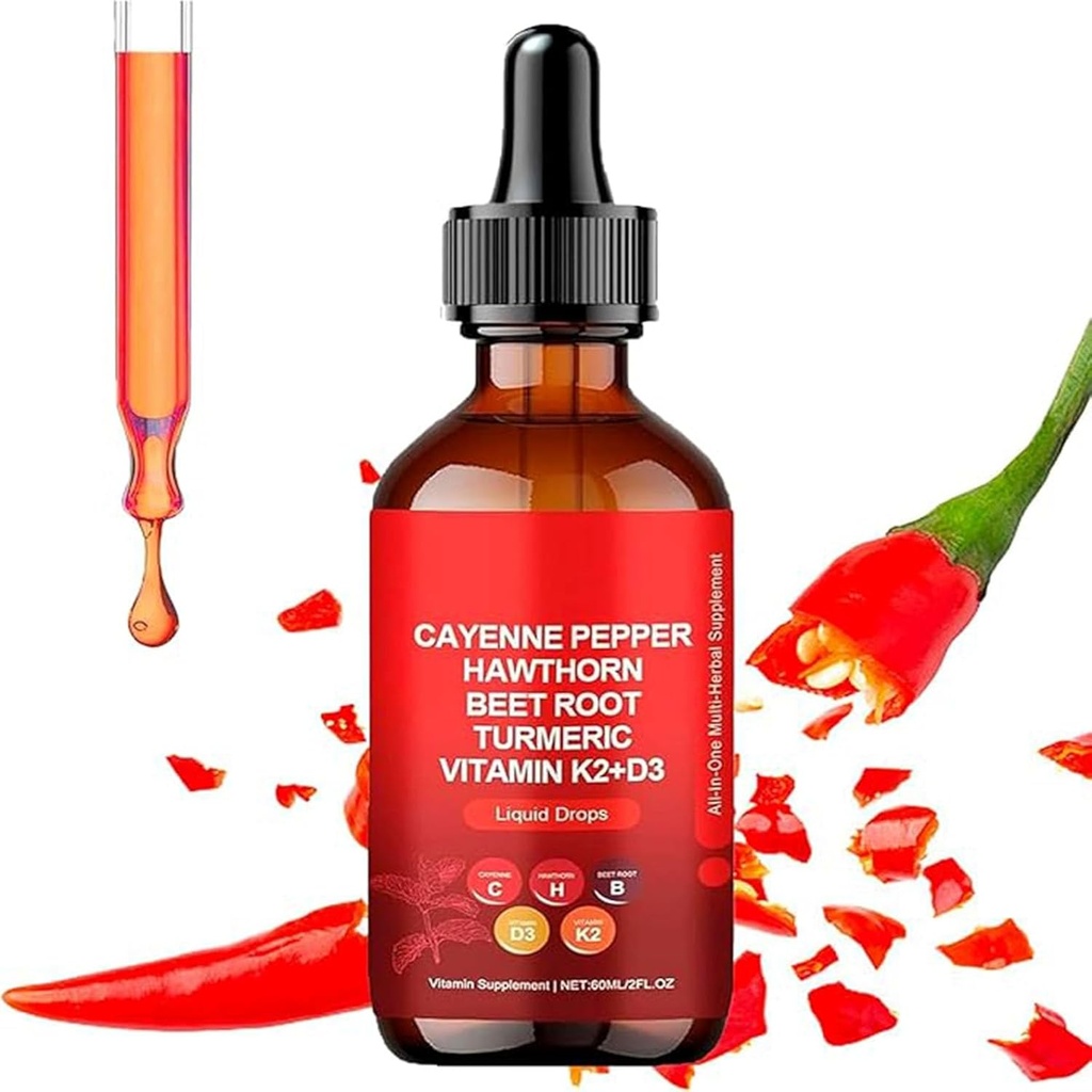 Aeluro Cayenne Gocce,Aeluro Cayenne Pepper Extract, 60ml Cayenne Pepper Drops,Cayenne Pepper Liquid Drops Metabolism Boost