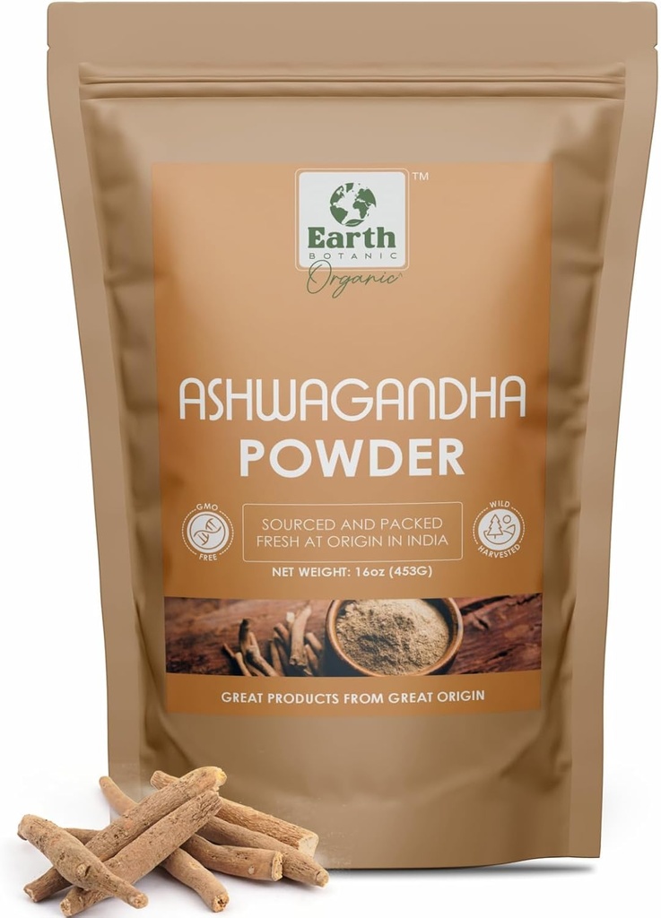 Ashwagandha Root Powder 453g (16 oz) - Non OGM & Gluten Free - Withania Somnifera Sorgente dall'India (Pack of 1)