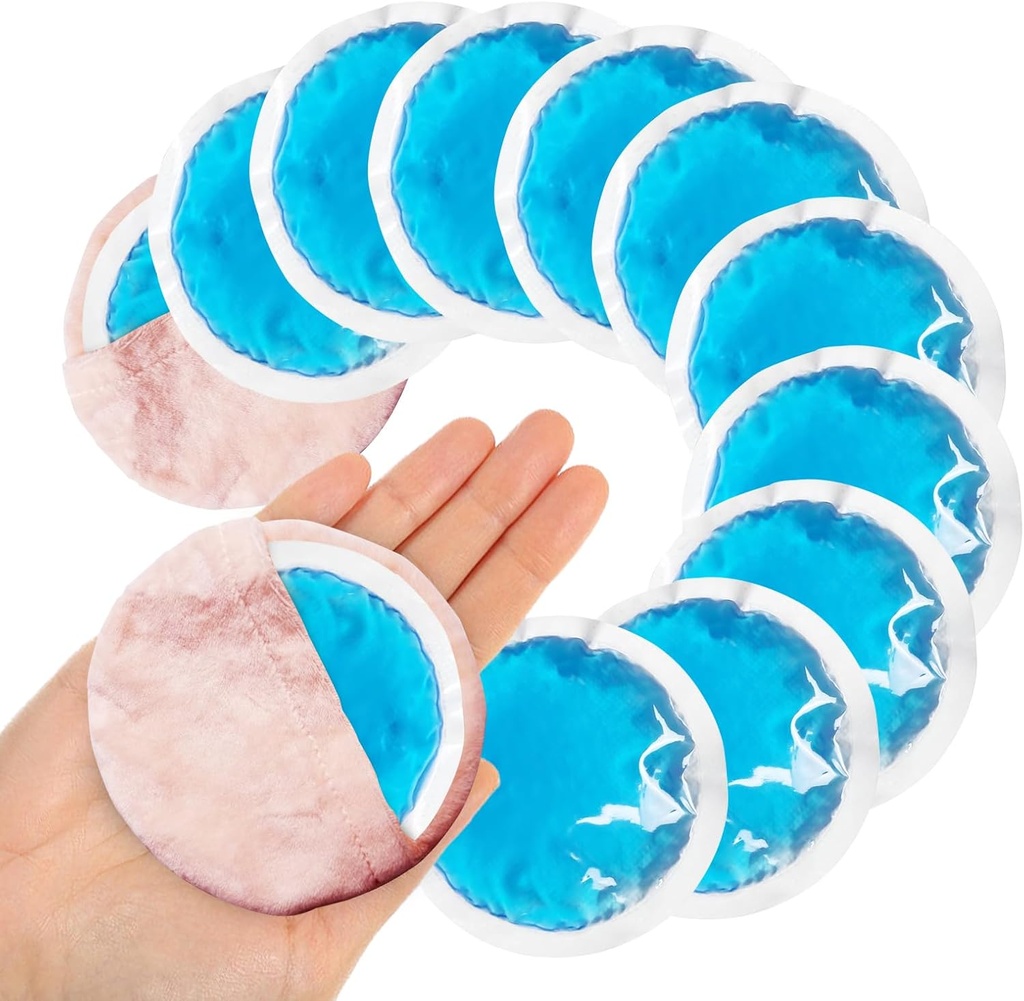Piccoli pacchetti di ghiaccio rotondi per lesioni, 12 pacchetti di ghiaccio cosmetici morbidi per il viso, compressori a freddo circolari del pacchetto freddo del gel caldo riutilizzabili con 2 wrap per il sollievo del dolore, denti, chirurgia del seno, denti di saggezza