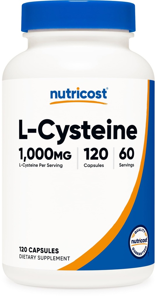 Nutricost L-Cysteine 1000mg, 120 Capsule - Non OGM, Gluten Free Supplement, 500mg Per Capsule