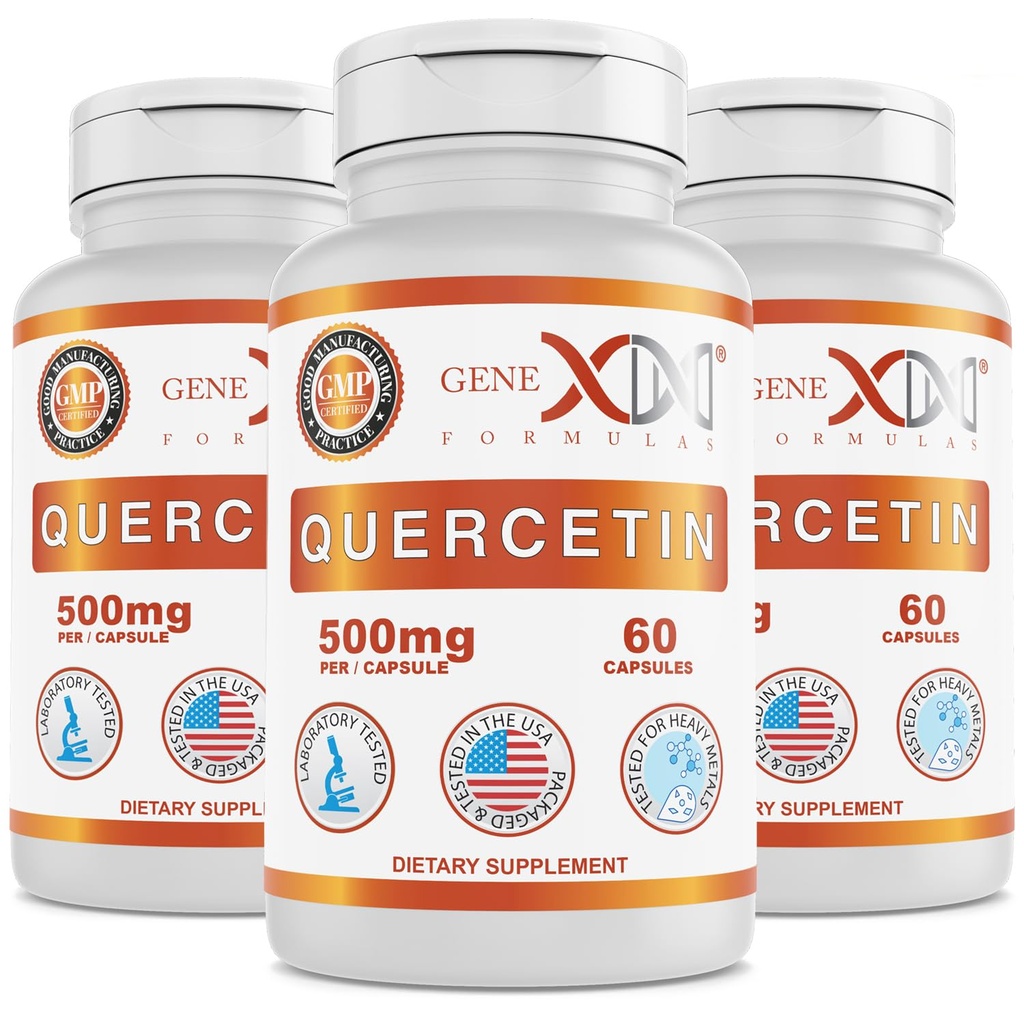 Genex Formulas Quercetin 500mg (60 capsule) Non OGM, Senza glutine (3 pacchetto)