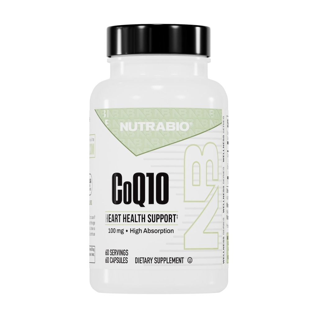 NutraBio CoQ10 Integratore alimentare, Funzione cardiaca sana e produzione di energia cellulare, 100mg - 60 capsule