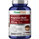 NusaPure Magnolia Bark 20:1 Estratto, 250 mg Equivalente a 5000 mg 200 Vegan capsule vegetariane Non OGM