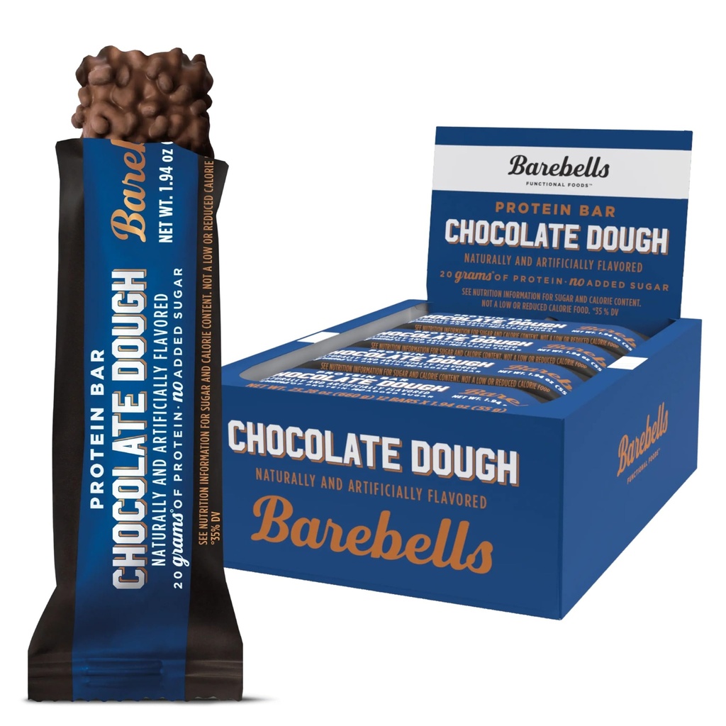 Barebells Protein Bars Chocolate Dough - 12 Conte, 20g Alta Protein Treats - Chocolate Nutrition Bar con 1g Total Sugars - On-The-Go Colazione o Post-Workout Snack