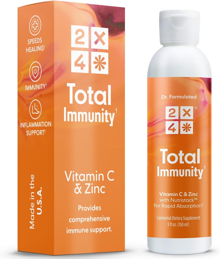 2X4 Elderberry con Zinco e Vitamina C per Adulti - Liquido Supporto Immune Giornaliero - Integratore Immunitario Liposomico Vitamine, Non OGM, Zucchero Libero, 30 Serve, 5 fl oz