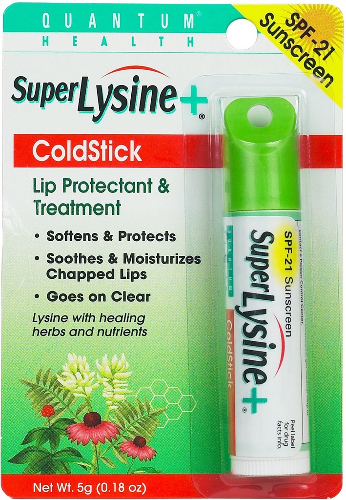 Quantum Super Lysine e Cold Stick Tube Lip Protector e Cold Sore Trattamento - 0.18 oz
