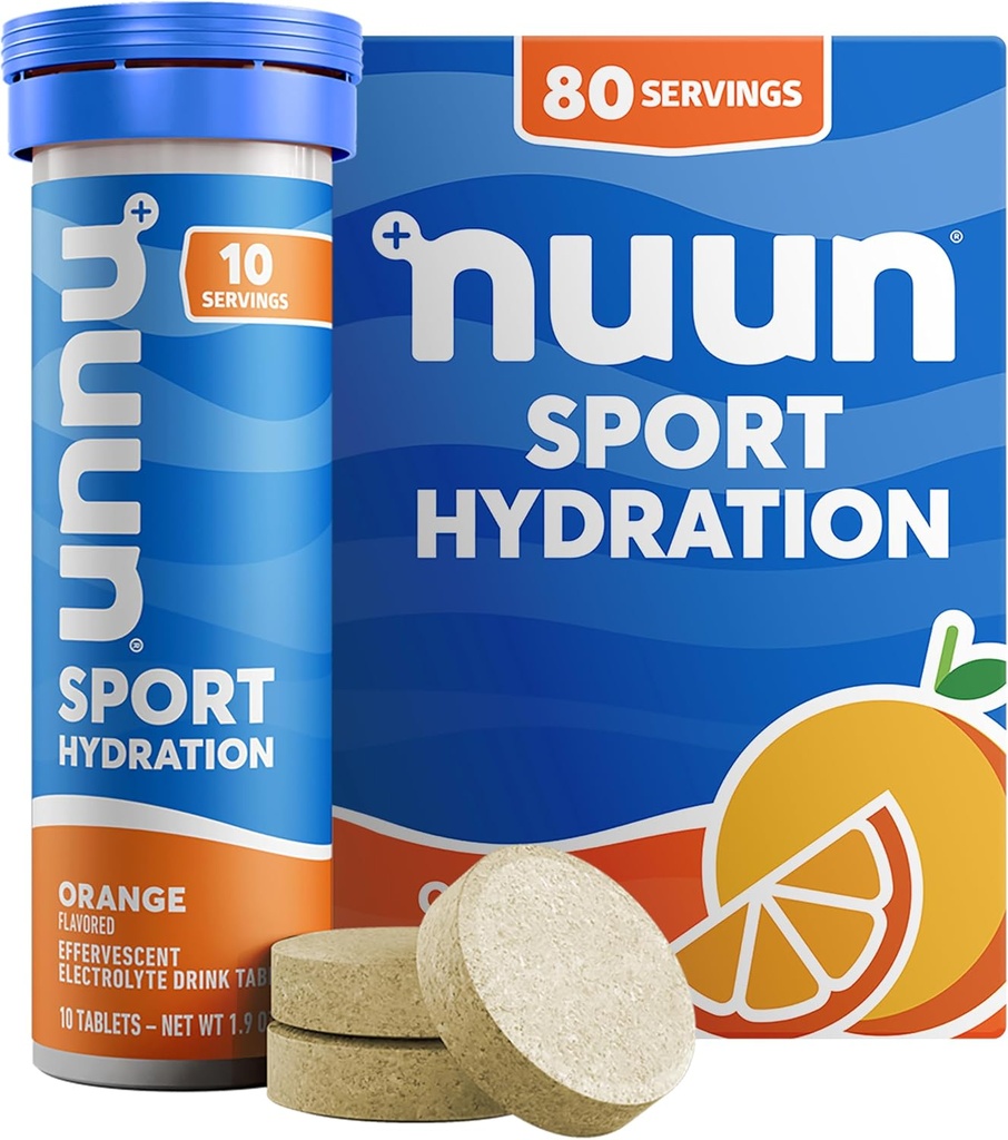 Tavolette Nuun Sport Electrolyte con Magnesio, Calcio, Potassio, Cloruro & Sodio, Gluten Free & Vegan, Arancione, 8 Pack (80 Serve Totale)