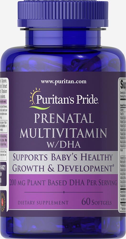 Multivitamina Prenatale con DHA, Supporta la crescita e lo sviluppo del bambino**, 60 Softgels, by Puritan's Pride®