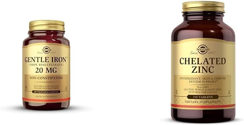 Solgar Gentle Iron - Ideale per gli Stomach Sensitive Supplemento di globuli rossi, Non costipante & GMO & Zinco dilatato, 250 compresse - Zinco per la pelle sana - Supporta la crescita cellulare e la formazione del DNA