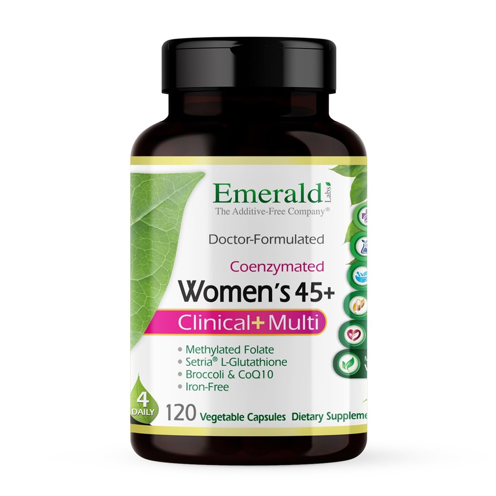 Emerald Labs Women's 45+ Clinical Multi - Multivitamin per il supporto completo, Bone & Heart Health* - Progettato per le donne 45+ - senza glutine & vegetariano - 120 capsule vegetali (30-Day Supply)