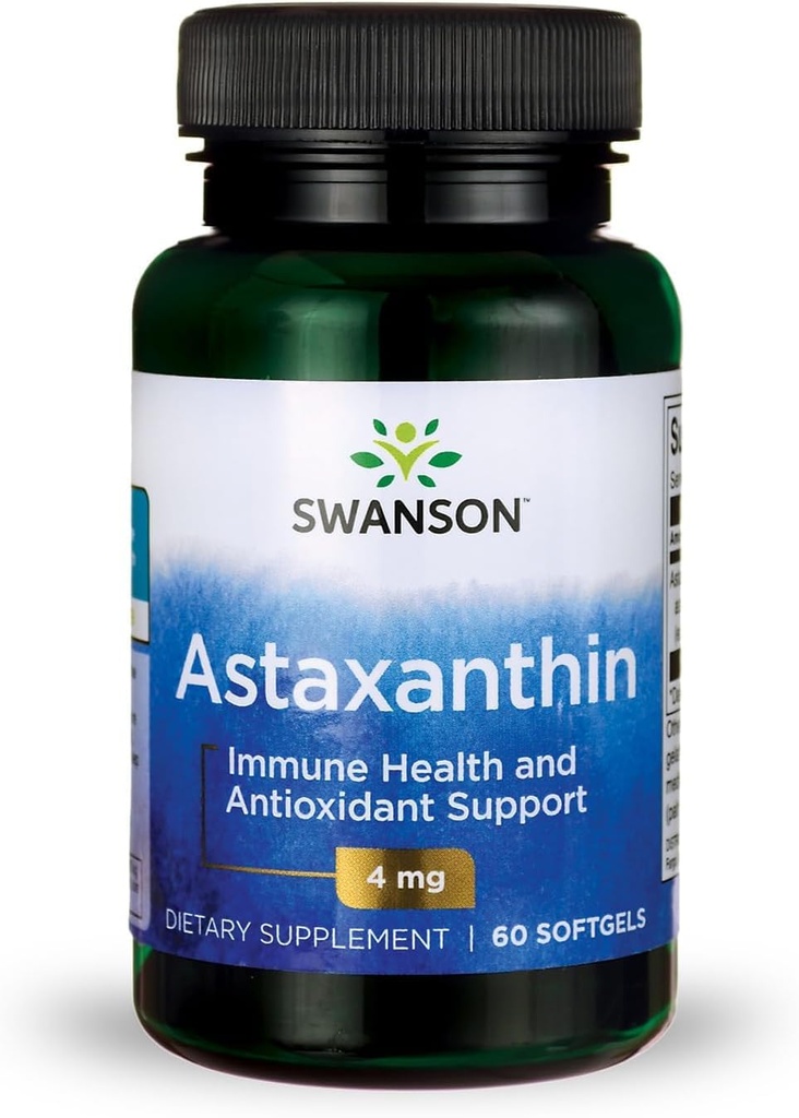 Swanson Astaxanthin Eye Vision Brain Skin Salute Antiossidante Supplemento di supporto (staxantina 4 mg) 60 Softgels Sgels