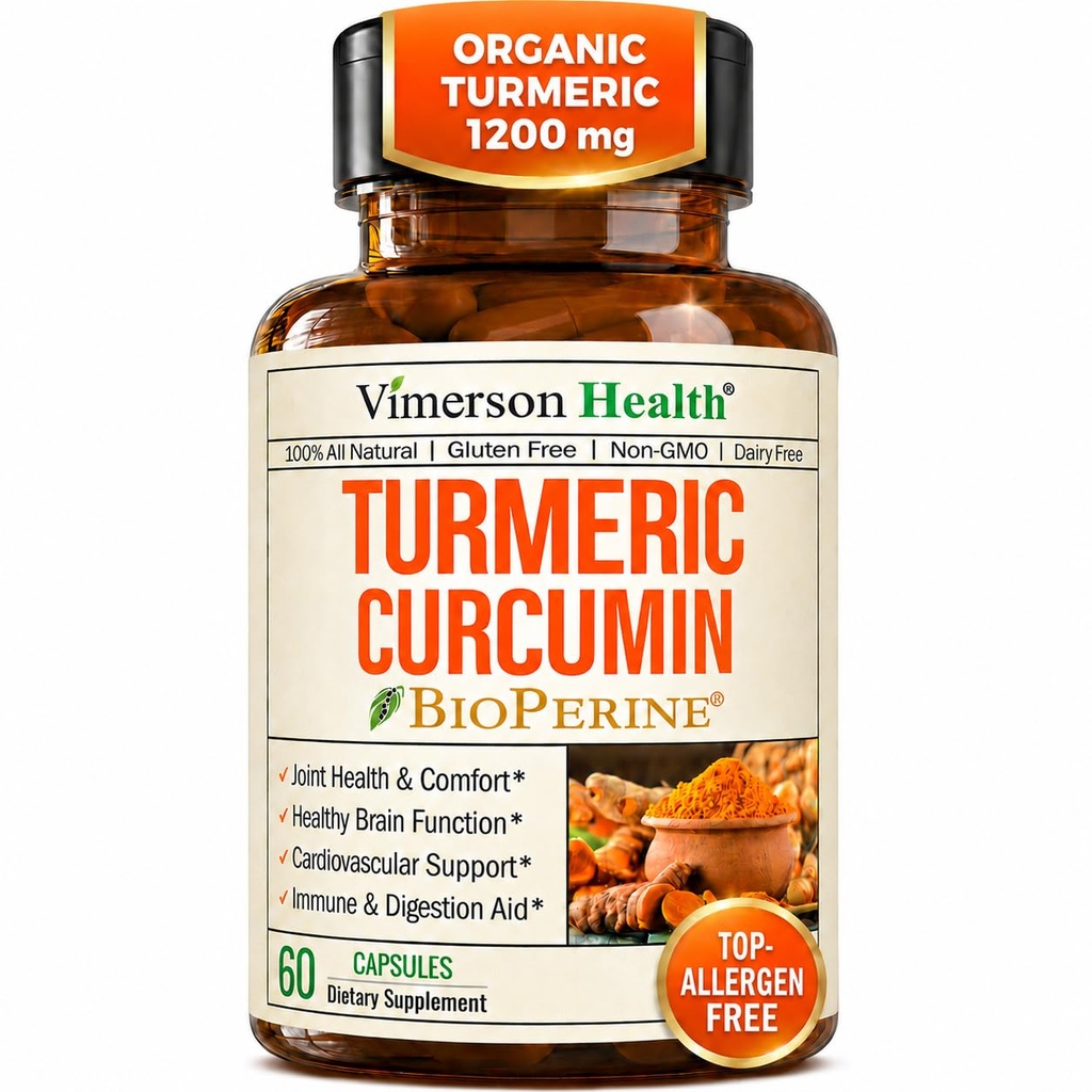 Supplemento curcuma curcuma curcuma - 1200 mg Estratto di curcuma organico + tumerico (95% curcuminoidi) per il supporto misto & salute digestiva - Supplemento curcuma - Curcumina pura con pepe nero - 60 capsule