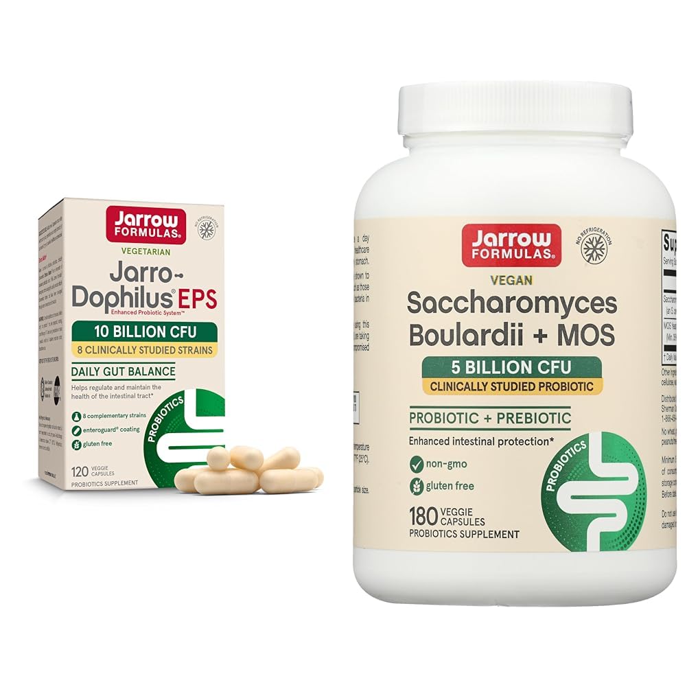 Jarrow Formulas Jarro-Dophilus EPS Probiotics 10 miliardi di CFU Saccharomyces Boulardii Probiotici + MOS 5 miliardi di CFU