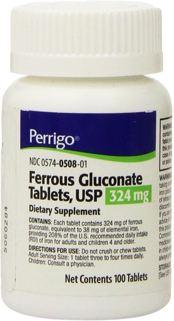 Ferrous GLUCONATE 324MG PADD 100TB Paddock Laboratori INC
