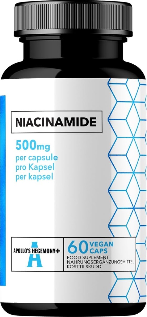 APOLLO'S HEGEMONY Vitamin B3 (Niacinamide) 500mg - 60 capsule - 2 mesi di alimentazione per il metabolismo potenziato e la funzione Nerve - Supplemento dieta