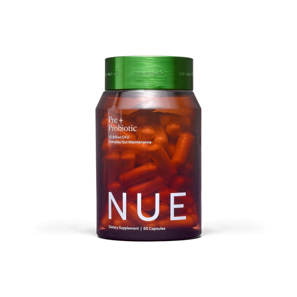 Il Nue Co. PREBIOTIC + PROBIOTIC Supplemento, Supporta la salute del fegato, Synbiotic e Spore Based, IBS Relief, Immunità e pelle, Vegan, Gluten Free, 60 capsule