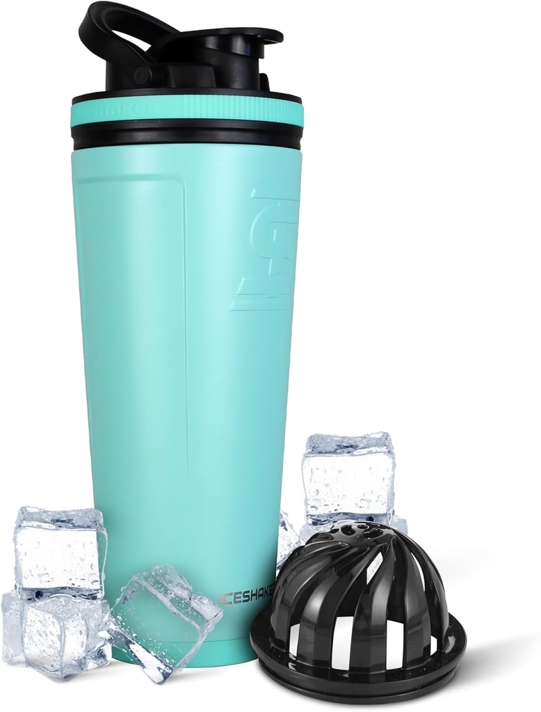 Bottiglia di agitatore in acciaio inossidabile coibentata | 36oz, zecca | Freddo per 30+ ore | Coppa isolata con Agitatore Twist-on | Bottiglia senza odori per scuotere proteiche, acqua, denti, cocktail